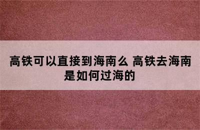 高铁可以直接到海南么 高铁去海南是如何过海的
